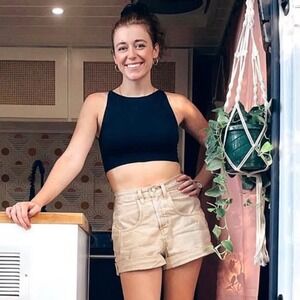 Khaki BDG High Waisted Shorts